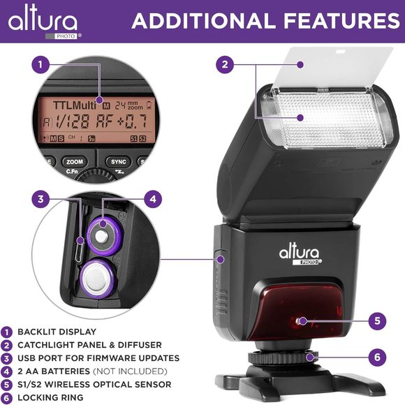 Camera Flash Speedlite Altura Photo Light for Mirrorless and DSLR Camera - Picture 3 of 5